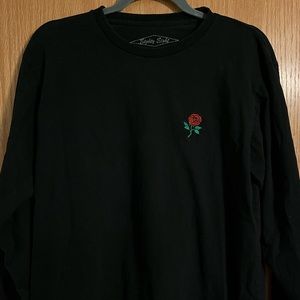 Men’s black long sleeve with rose patch